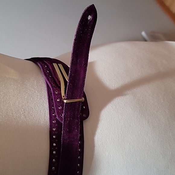 CHARLES JORDAN Purple Suede Belt Bohemian Vintage Southwestern adjustable OSFM - Picture 4 of 16